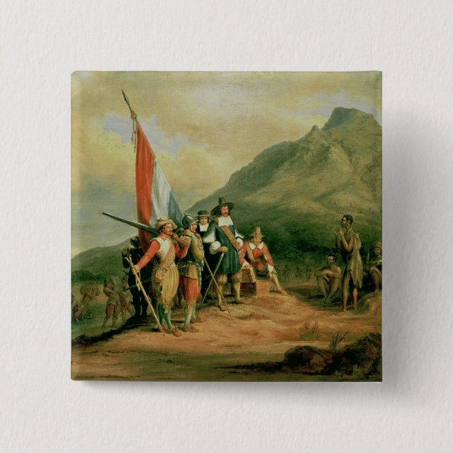Badge Carré 5 Cm L'atterrissage de janv. van Riebeeck (Devant)