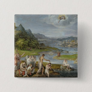 Badge Carré 5 Cm Le baptême du Christ 2