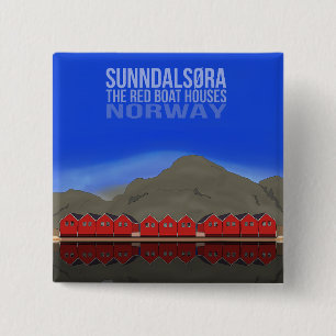 Badge Carré 5 Cm Le Bateau Rouge Maisons Sunndalsøra Norvège