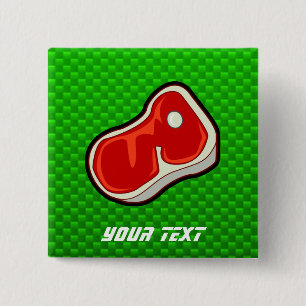 Badge Carré 5 Cm Le bifteck du boucher ; Vert