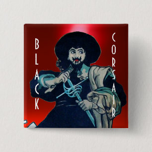 Badge Carré 5 Cm LE BLACK CORSAIR Gem rouge