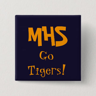 Badge Carré 5 Cm le bleu, MHS, vont des tigres !