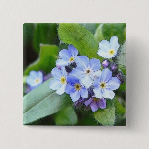 Badge Carré 5 Cm Le bleu m'oublient pas des fleurs