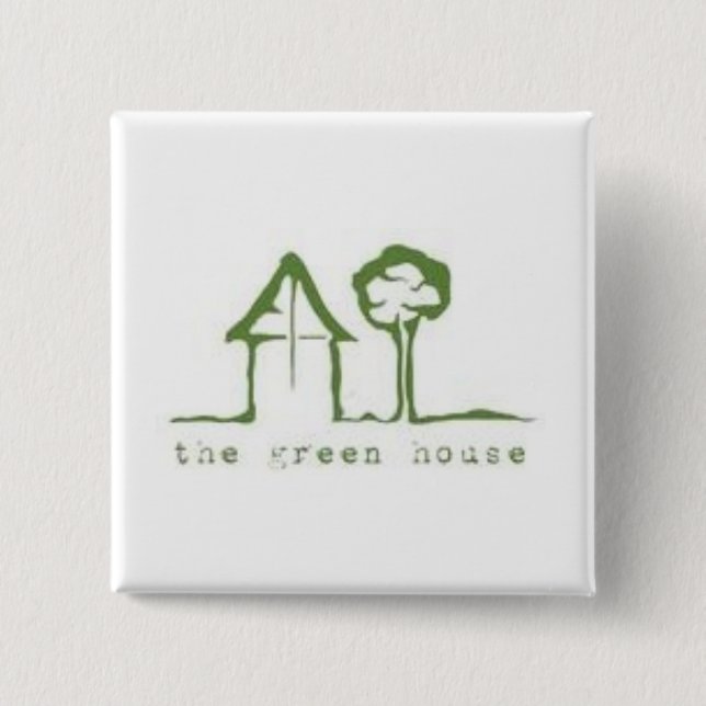 Badge Carré 5 Cm Le bouton de Chambre verte (Devant)