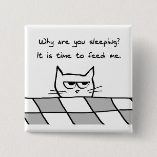 Badge Carré 5 Cm Le chat fâché vous veut hors du lit