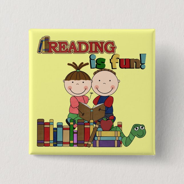 Badge Carré 5 Cm Le chiffre lecture de bâton d'enfants est (Devant)