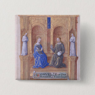 Badge Carré 5 Cm Le Christ et Vierge Marie couronnée