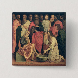 Badge Carré 5 Cm Le Christ lavant les pieds des disciples