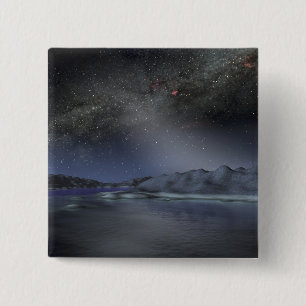 Badge Carré 5 Cm Le ciel nocturne d'une planète étrangère