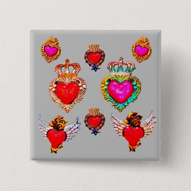 Badge Carré 5 Cm Le coeur de Milagros mexicain (Devant)