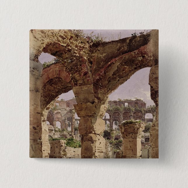 Badge Carré 5 Cm Le Colosseum, Rome, 1835 (Devant)