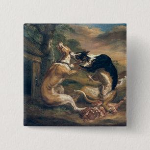 Badge Carré 5 Cm Le combat de chien, 1678