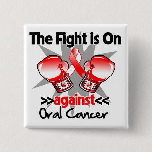 Badge Carré 5 Cm Le combat est engagé contre le cancer de la bouche