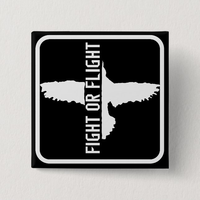 Badge Carré 5 Cm Le combat ou la fuite (Devant)