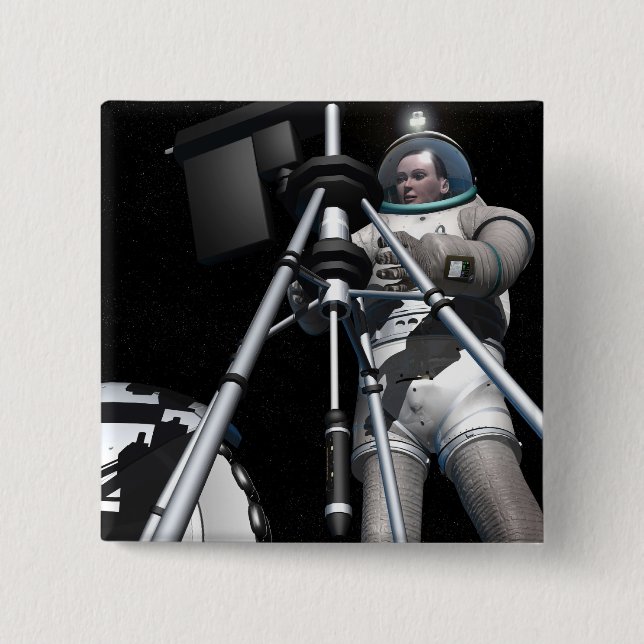 Badge Carré 5 Cm Le concept artistique de l'exploration spatiale fu (Devant)