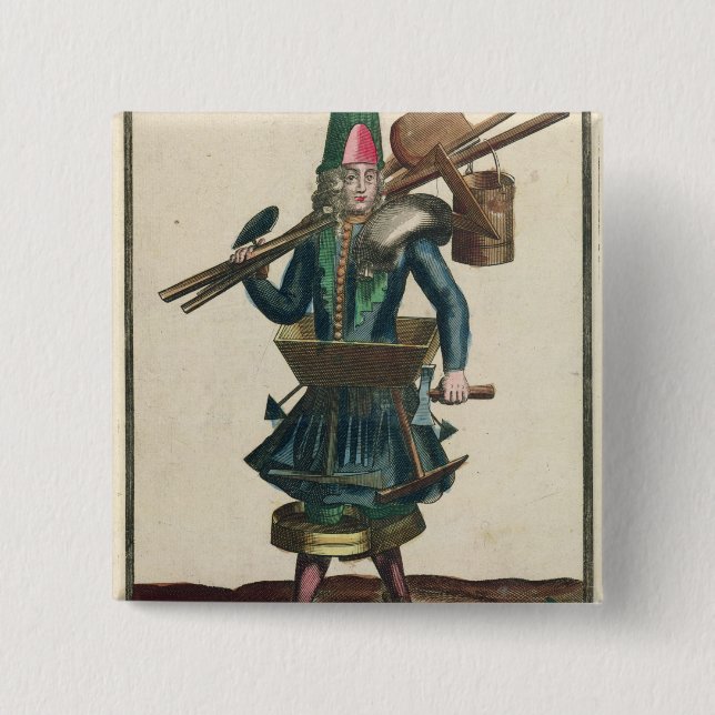 Badge Carré 5 Cm Le costume du maçon (Devant)