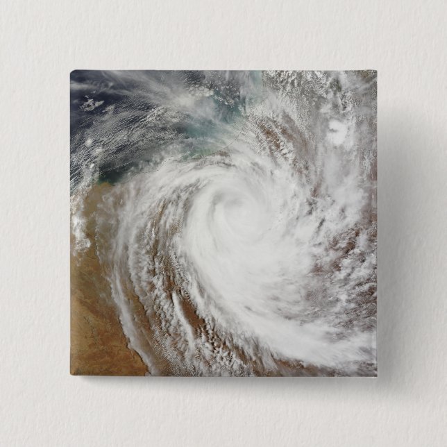 Badge Carré 5 Cm Le cyclone Laurence s'éloigne de l'intérieur (Devant)