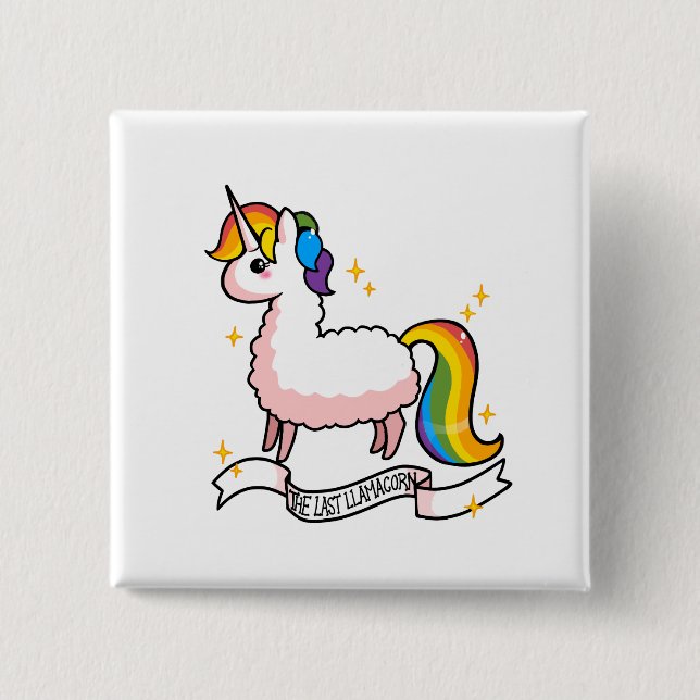 Badge Carré 5 Cm Le dernier Llamacorn (Devant)