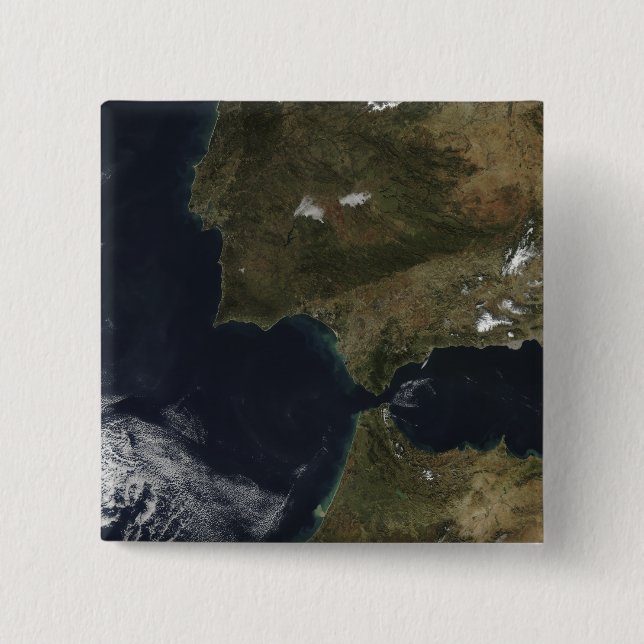Badge Carré 5 Cm Le détroit de Gibraltar (Devant)