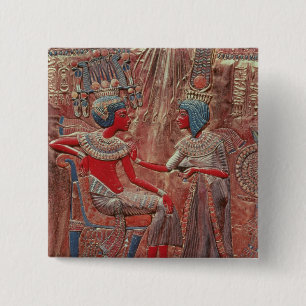 Badge Carré 5 Cm Le dos du trône de Tutankhamun
