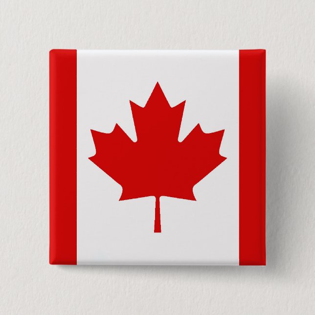 Badge Carré 5 Cm Le drapeau de la Feuille d'érable du Canada (Devant)