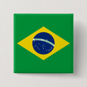 Badge Carré 5 Cm Le drapeau du Brésil