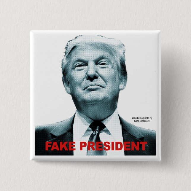 Badge Carré 5 Cm Le faux président (Trump) (Devant)
