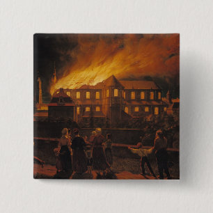 Badge Carré 5 Cm Le feu à la cathédrale de Cambrai, le 9 septembr
