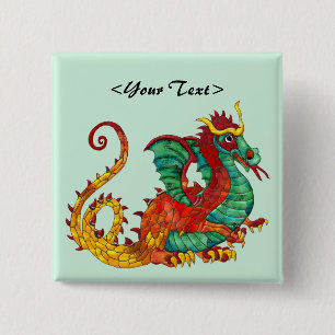 Badge Carré 5 Cm Le feu de dragon