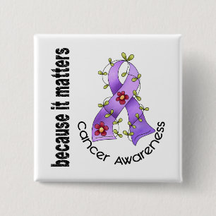 Badge Carré 5 Cm Le Général Cancer Flower Ribbon 3