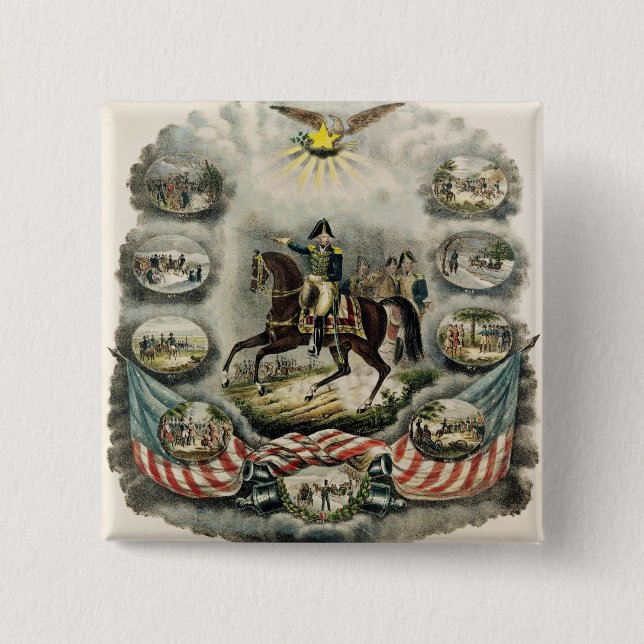 Badge Carré 5 Cm Le Général principal William Henry Harrison, (Devant)