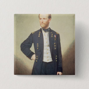Badge Carré 5 Cm Le Général William Sherman 1866