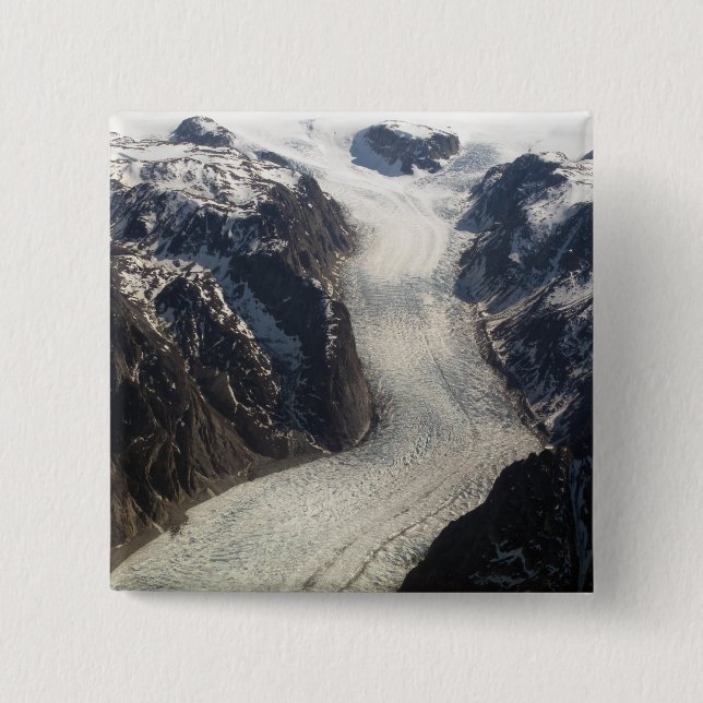 Badge Carré 5 Cm Le glacier Sondrestom au Groenland (Devant)
