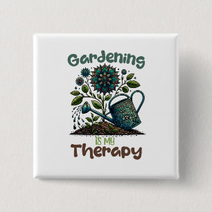 Badge Carré 5 Cm Le jardinage est mon bouton thérapeutique