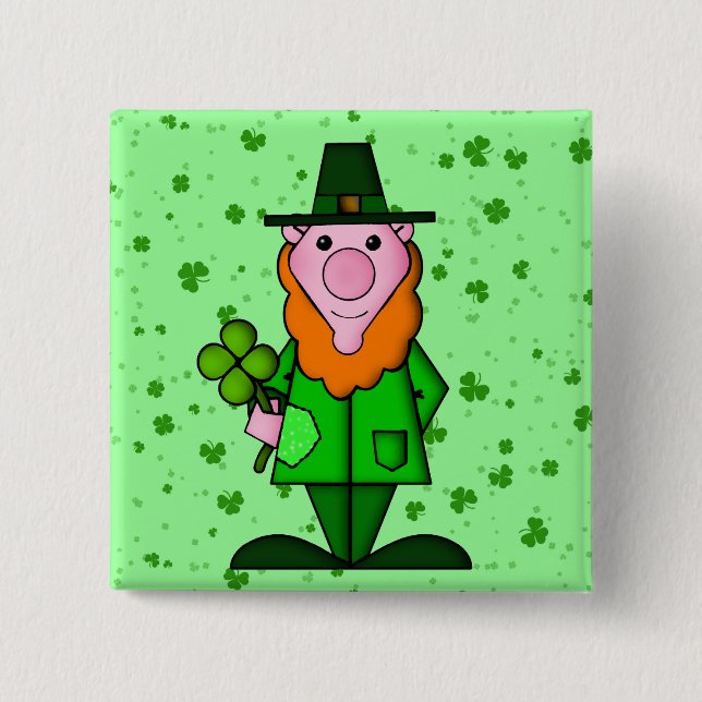 Badge Carré 5 Cm Le jour de St Patrick heureux (Devant)