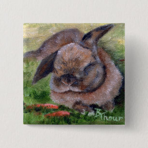 Badge Carré 5 Cm Le lapin rêve le bouton