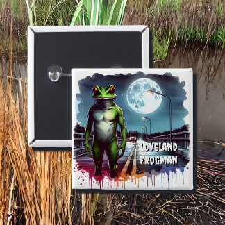 Badge Carré 5 Cm Le Loveland Frogman | Ohio Cryptid
