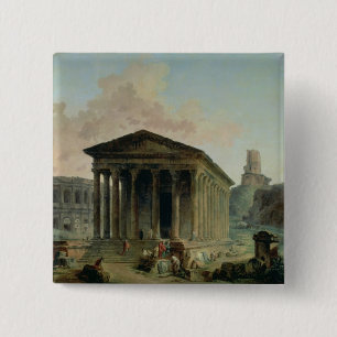 Badge Carré 5 Cm Le Maison Carree avec l'amphithéâtre
