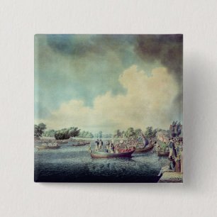 Badge Carré 5 Cm Le match d'aviron à Richmond