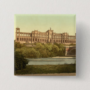 Badge Carré 5 Cm Le Maximillianeum, Munich, Bavière, Allemagne