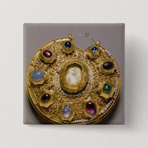 Badge Carré 5 Cm Le médaillon de Kolt, or a placé avec des perles