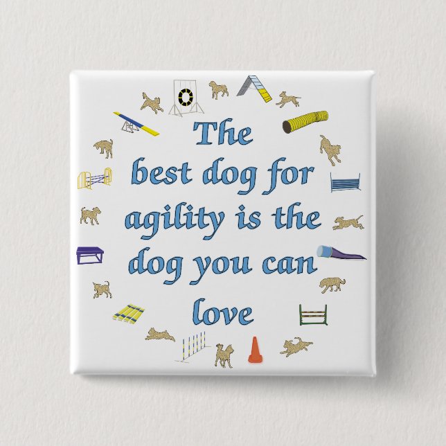 Badge Carré 5 Cm Le Meilleur Chien Pour L'Agilité (Devant)