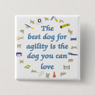 Badge Carré 5 Cm Le Meilleur Chien Pour L'Agilité
