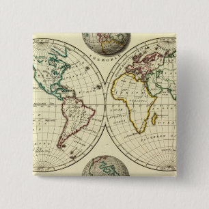Badge Carré 5 Cm Le Monde aux frontières continentales