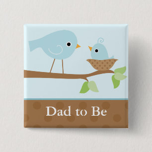 Badge Carré 5 Cm Le nid d'oiseau de bébé (bleu)