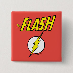 Badge Carré 5 Cm Le nom Flash et logo d'éclair