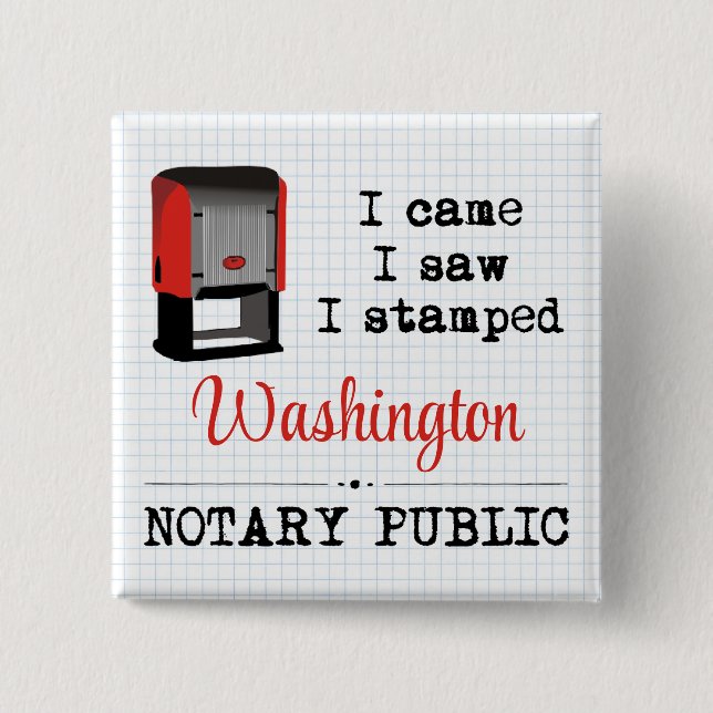 Badge Carré 5 Cm Le Notaire étouffé Washington (Devant)