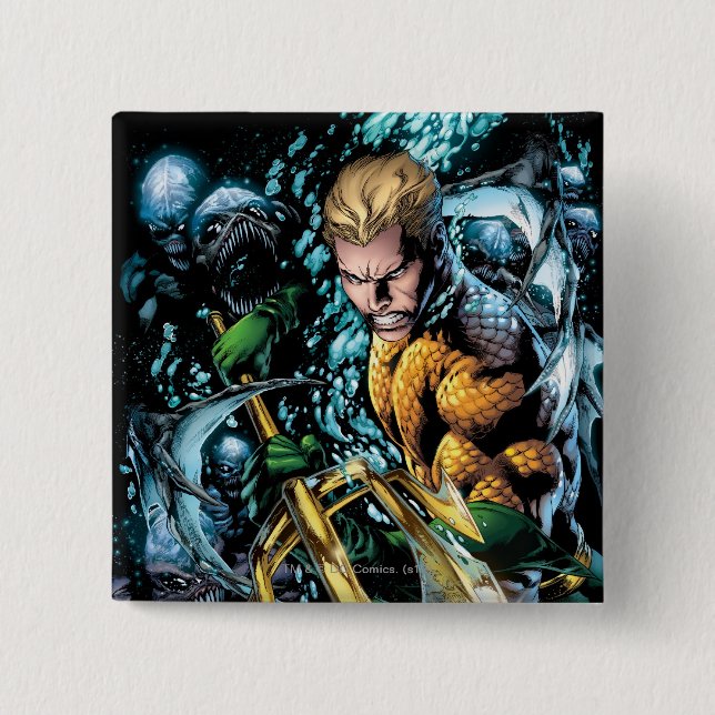 Badge Carré 5 Cm Le Nouveau 52 - Aquaman #1 (Devant)