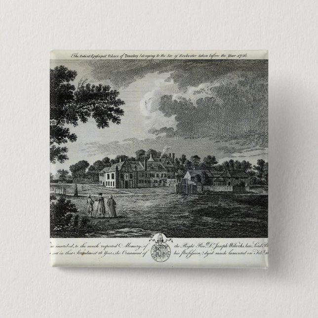 Badge Carré 5 Cm Le palais épiscopal antique de Bromley (Devant)