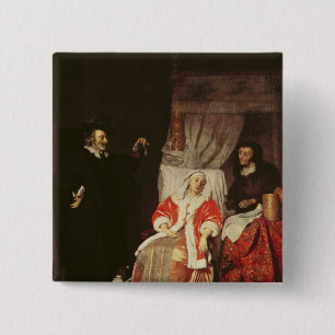Badge Carré 5 Cm Le patient et le docteur, 1660s